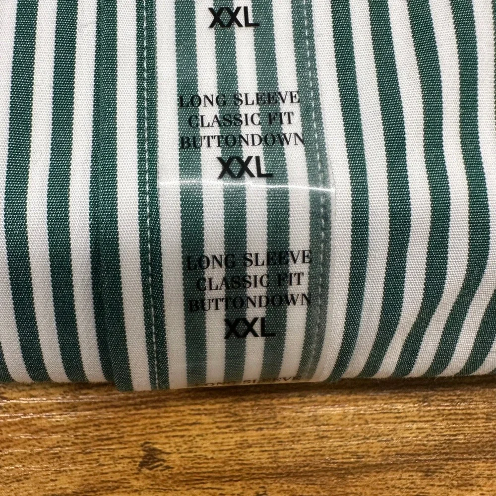 Polo Ralph Lauren Mens Classic Fit Stretch Shirt Green White Striped XXL New